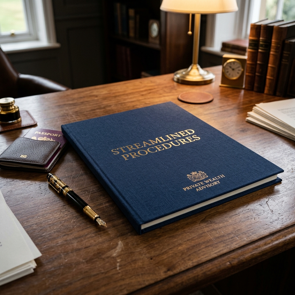 Embossed Navy and Gold Streamlined Procedures Portfolio Package